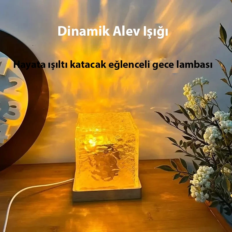 Alev ve Dalga Etkili Kristal Gece Lambası